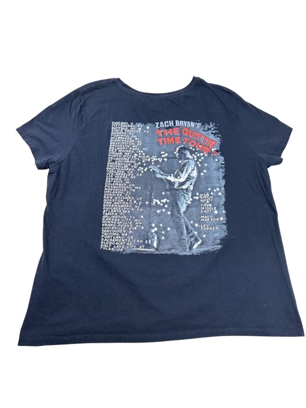Women’s Zach Bryan The Quittin Time Tour 2024 Graphic Band T Shirt Black L - Picture 3 of 8